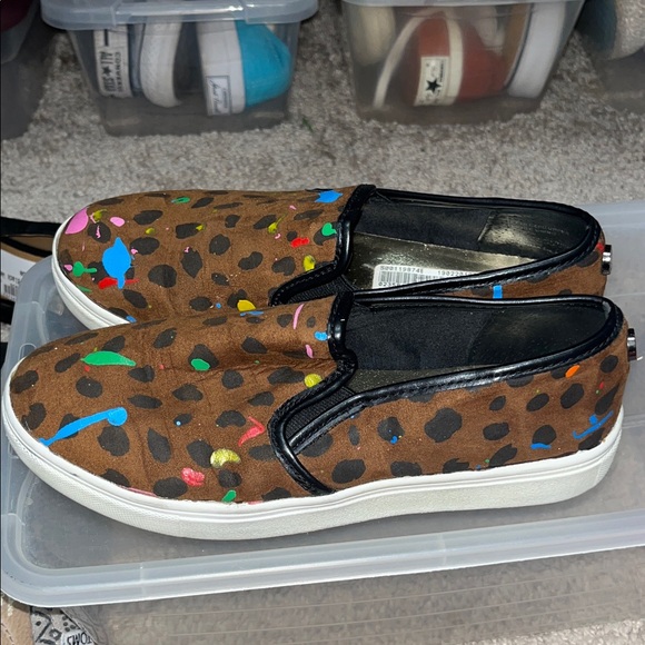 Steve Madden Brown Leopard Print Kids Slip-On Sneakers - Picture 4 of 5